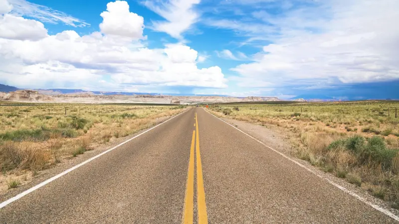 広大な土地の一本道