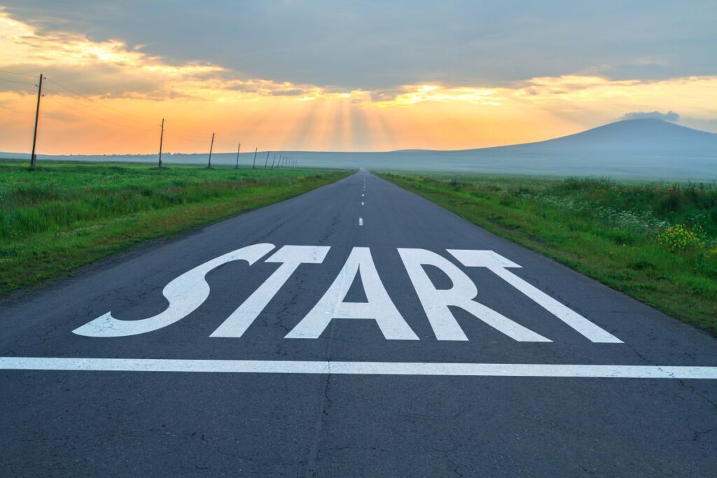 startと書かれている道路